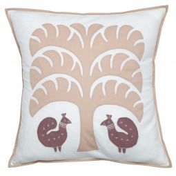 Banana Tree Applique Pillow Cover - White/Taupe